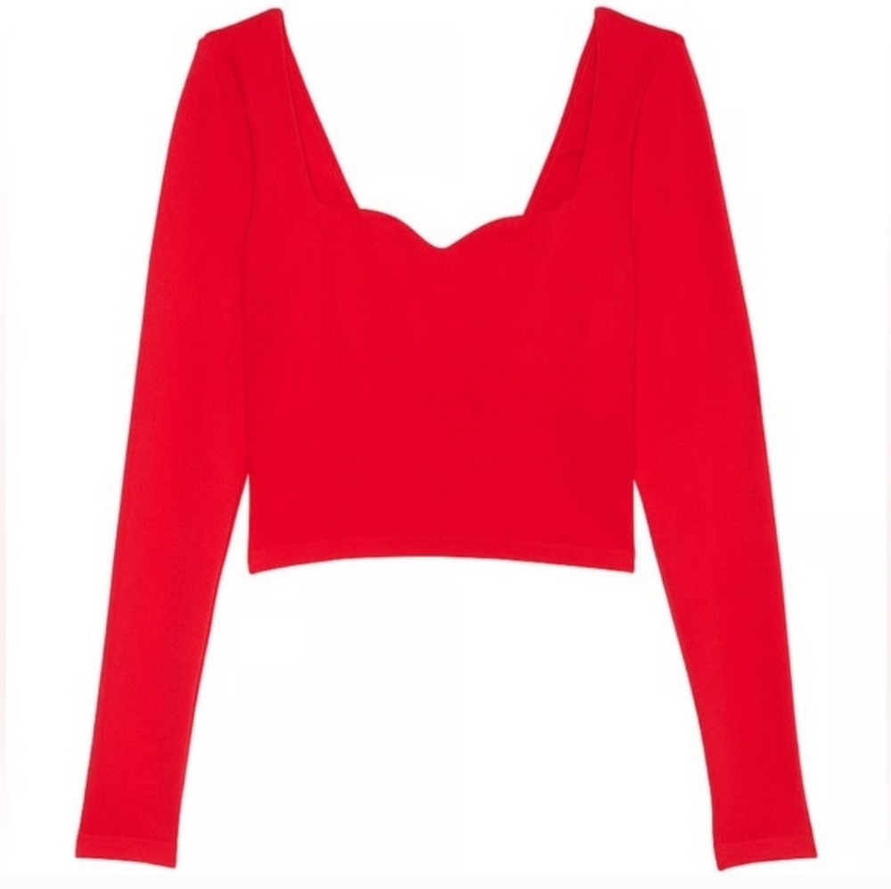 Victoria's Secret PINK | Soft Seamless Notched Long-Sleeve Top Size XL In Red